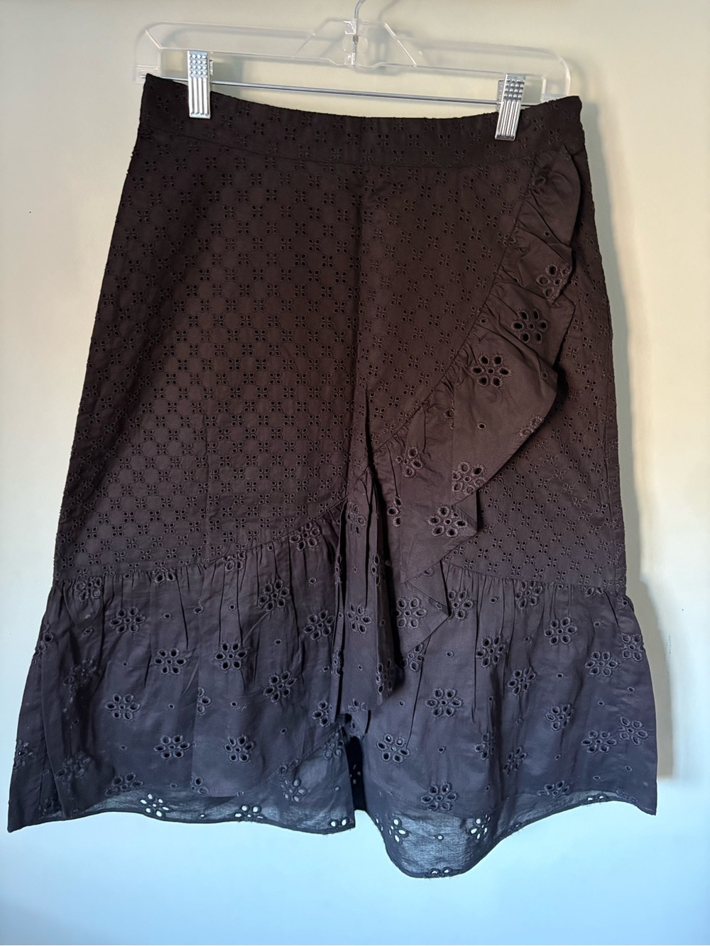 LOFT Black Eyelet Tiered Ruffle Skirt
